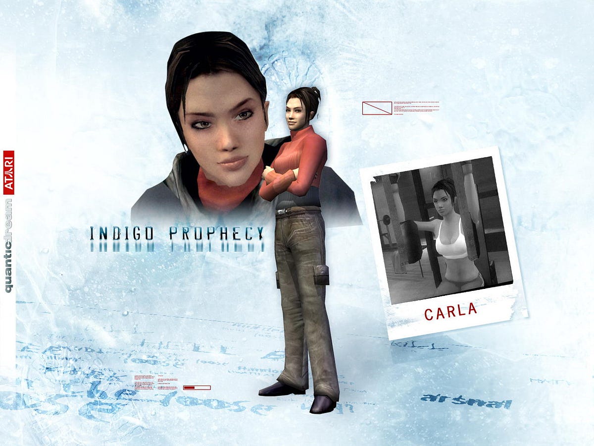 Carla Valenti from the 2005 game “Fahrenheit” / “Indigo Prophecy” – who was ranked as the second sexiest “video game girl” by Revision3 in 2012 and as the 45th greatest heroine in video game history by Complex.com in 2013, among several other similar lists.