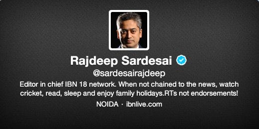 Rajdeep Sardesai on Twitter