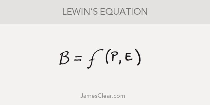Lewins equation: Behavior is a function of the Person in their Environment.