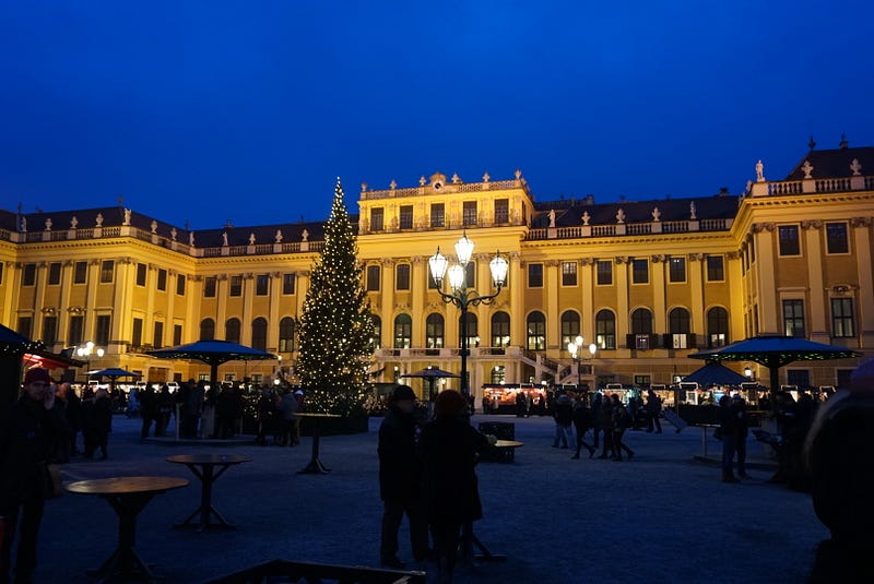 Christmas market held in front of Schonbrunn palace