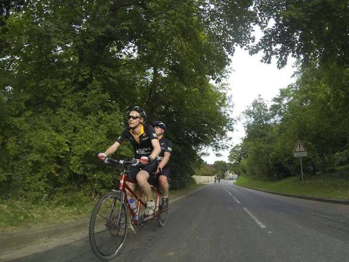 Chris and Michael on tandem techbikers 2014
