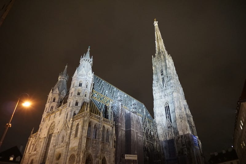 St Stephen’s Cathedral in the evening. Climb up one of the towers to get a great vantage point of the city